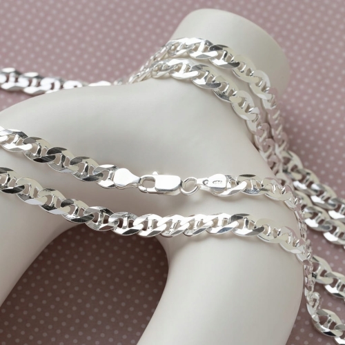 Diamentowane ogniwa splotu Gucci łańcuszek srebrny 55 cm Amazyt