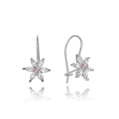 Kolczyki srebrne kwiatki z cyrkoniami -Amazyt