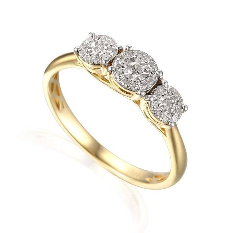 Złoty pierścionek próby 585 z diamentami 0.17 ct rozmiar 15 Amazyt