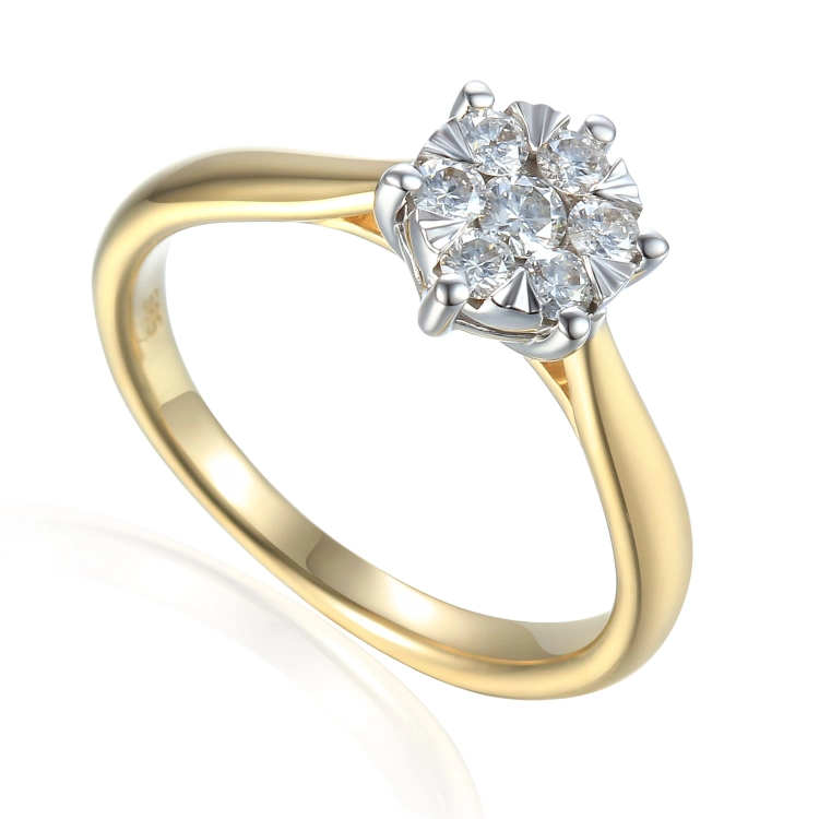 Złoty pierścionek próby 585 z diamentami 0.28 ct rozmiar 15 Amazyt