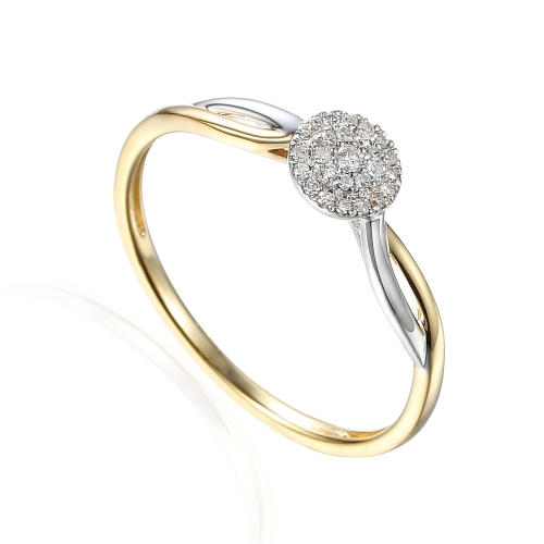 Złoty pierścionek próby 585 z diamentami 0.08 ct rozmiar 12 Amazyt