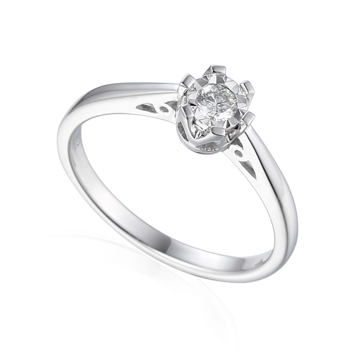 Złoty pierścionek próby 585 z diamentami 0.10 ct rozmiar 15 Amazyt