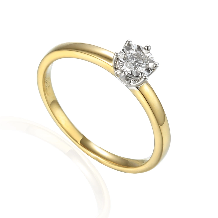 Złoty pierścionek próby 585 z diamentami 0.14 ct rozmiar 16 Amazyt