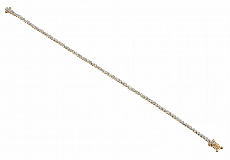 Złota bransoletka próby 585 z naturalnymi diamentami 0.27 ct i zapięciem szufladkowym Amazyt