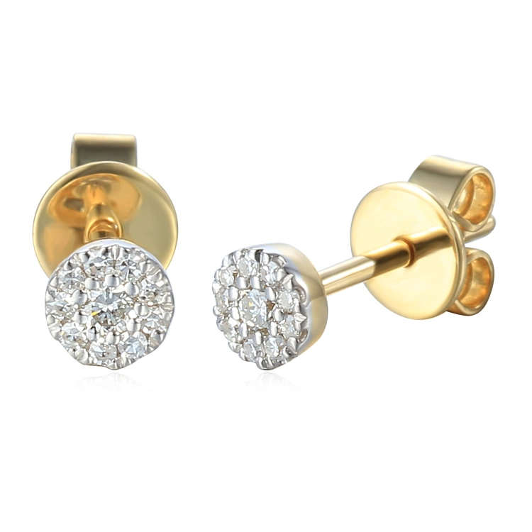 Złote kolczyki z diamentami 0.10 ct H/Si 585 | Amazyt