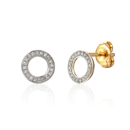 Złote kolczyki z diamentami 0.09 ct H/Si 585 | Amazyt