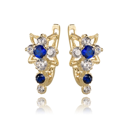 Amazyt-Kolczyki- złote -gwiazdki -z- cyrkoniami- 585-AK-K0032-1