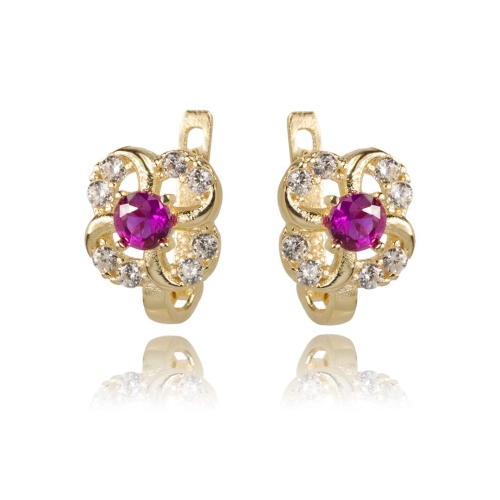 Amazyt-Kolczyki- złote -kwiatki- z-cyrkoniami- 585-AK-K0034-1