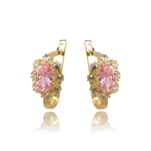 Amazyt-Złote -kolczyki -Kwiatuszki- z- cyrkoniami- 585-AK-K0028