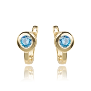 Kolczyki złote z niebieską cyrkonią 585