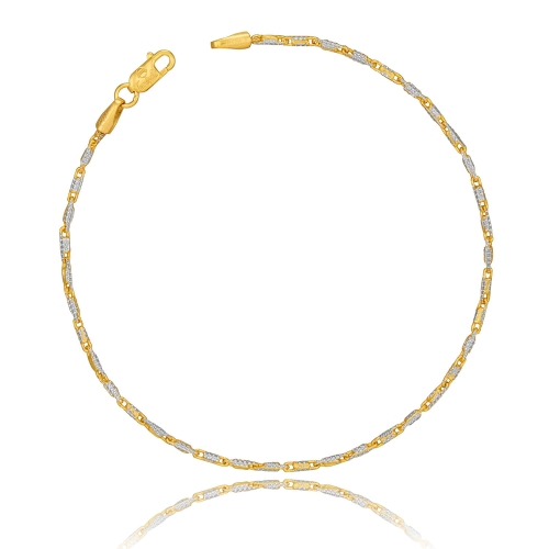 Złota bransoletka elegancka dwukolorowa złoto 585 19.00 cm 0.15 cm Amazyt