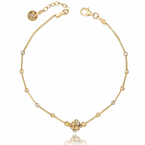 Złota bransoletka z diamentowanymi kulkami złoto 585 18.50+2.50 cm 0.64 cm Amazyt