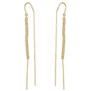 Złote kolczyki przeciągane z kuleczkami