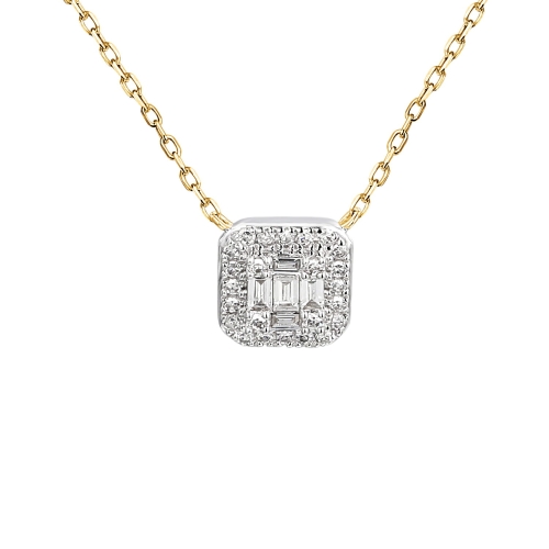 Złoty naszyjnik próby 585 z naturalnymi diamentami 0.12 ct H/Si Amazyt