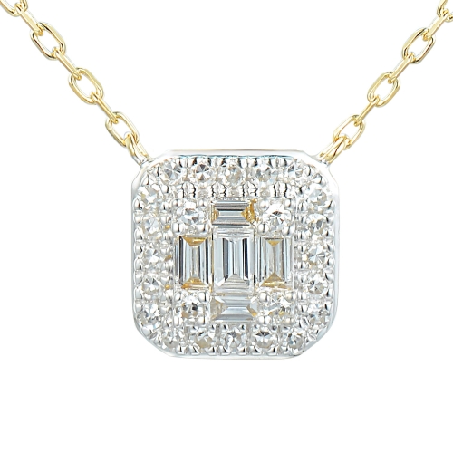 Luksusowy naszyjnik ze złota 14K z diamentami 0.12 ct Amazyt zbliżenie