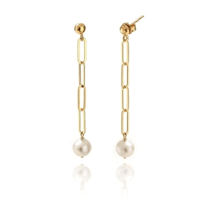 Kolczyki pozłacane z perełką pr.925.