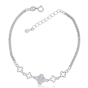 Bransoletka srebrna z koniczynkami