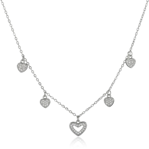 Naszyjnik srebrny z serduszkami