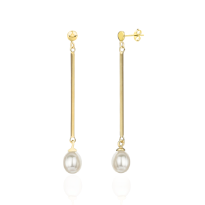 Kolczyki srebrne pozłacane z perłą pr.925