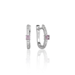 Kolczyki srebrne z ametystem i cyrkoniami