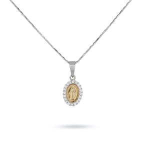 Złoty medalik Cudowny Medalion z cyrkoniami