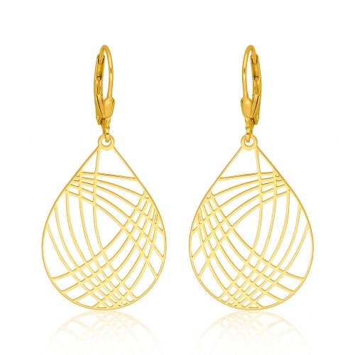 Srebrne kolczyki wiszące geometryczne pozłacane 24 ct. pr. 925 Amazyt