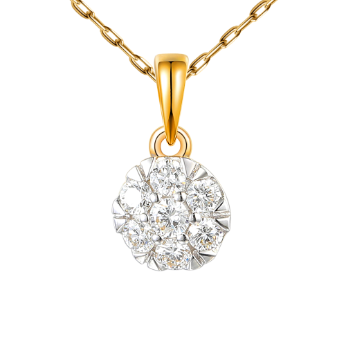 Złota zawieszka z diamentami laboratoryjnymi 0.34 ct żółte złoto Amazyt