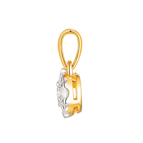 Detal zawieszki z brylantami lab-grown 0.34 ct próba 585 Amazyt