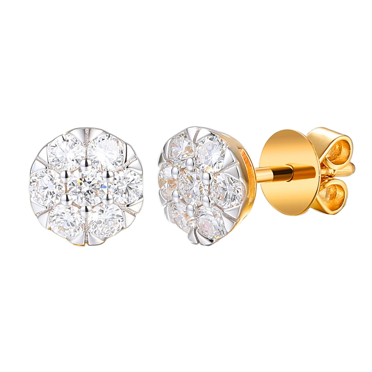 Złote kolczyki z diamentami 0.51 ct próba 585 | Amazyt