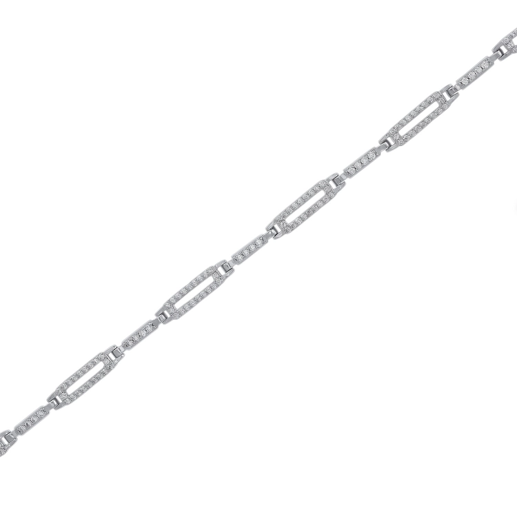 Srebrna bransoletka z cyrkoniami wieczorowa srebro 925 16.00+3.00 cm Jubiler Amazyt