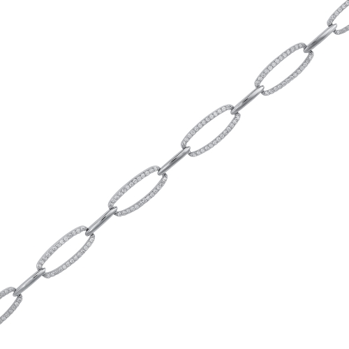 Srebrna bransoletka błyszczące cyrkonie rodowana srebro 925 17.50+3.00 cm Jubiler Amazyt