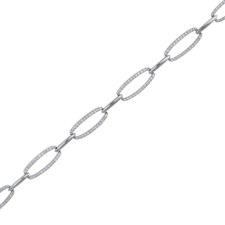 Srebrna bransoletka błyszczące cyrkonie rodowana srebro 925 17.50+3.00 cm Jubiler Amazyt