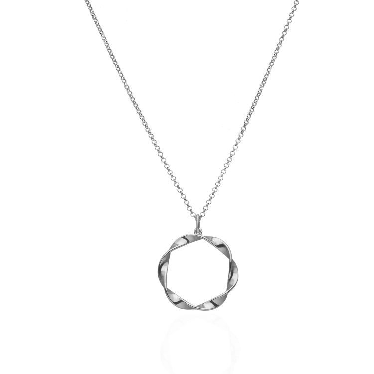 Srebrny naszyjnik minimalistyczne kółko ring rodowany próby 925 Amazyt