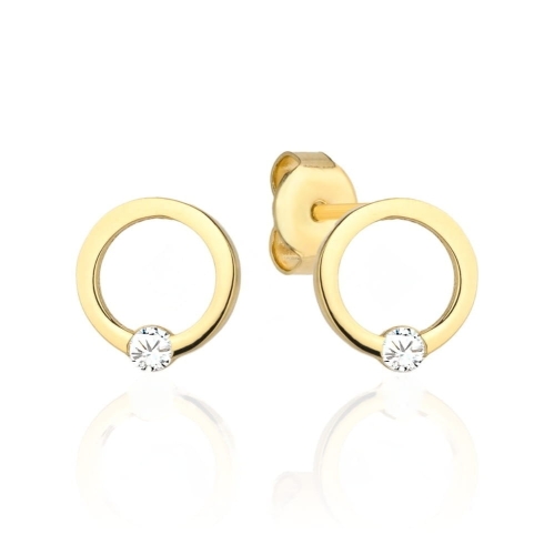 Amazyt-Kolczyki- złote- koła -z -cyrkonią -585-AS-K0012