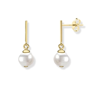 Kolczyki srebrne pozłacane z perełkami pr.925.