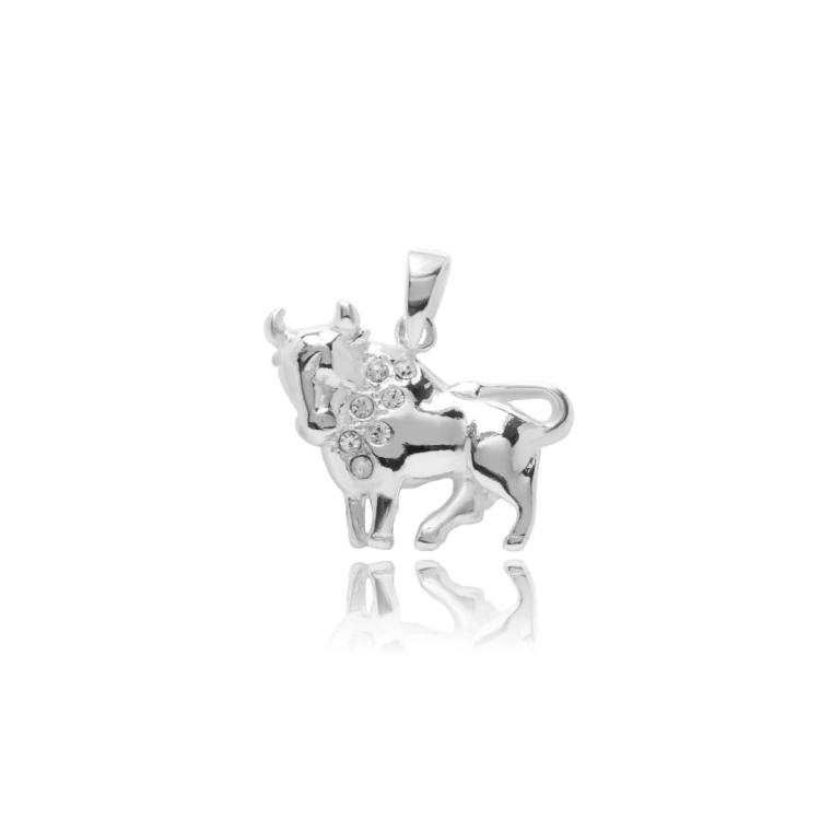 Srebrna zawieszka znak zodiaku Byk z cyrkoniami próby 925 Amazyt