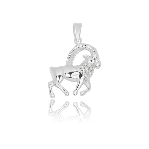 Srebrna zawieszka znak zodiaku Koziorożec z cyrkoniami próby 925 Amazyt
