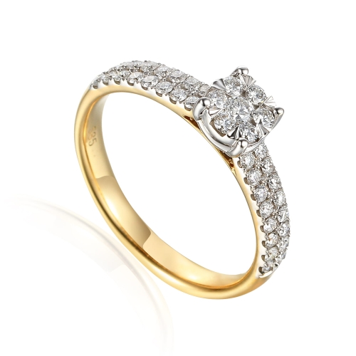Złoty pierścionek próby 585 z diamentami 0.50 ct rozmiar 12 Amazyt