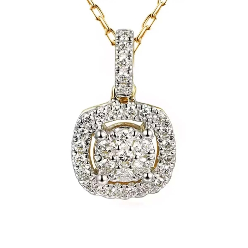 Luksusowa złota zawieszka 585 z naturalnymi diamentami 0.29 ct H/Si Amazyt