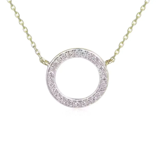 Złoty naszyjnik 585 z kółeczkiem z naturalnymi diamentami 0.08 ct Amazyt