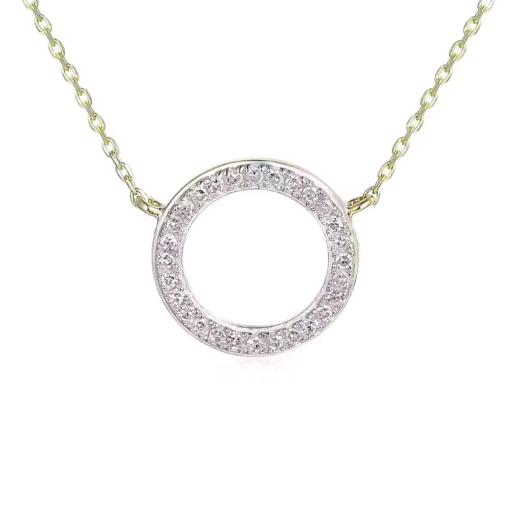 Złoty naszyjnik 585 z kółeczkiem z naturalnymi diamentami 0.08 ct Amazyt